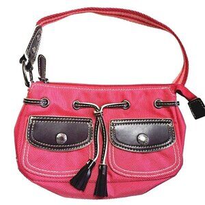 Tommy Hilfiger Small Raspberry & Brown Zip Top Purse Tassels